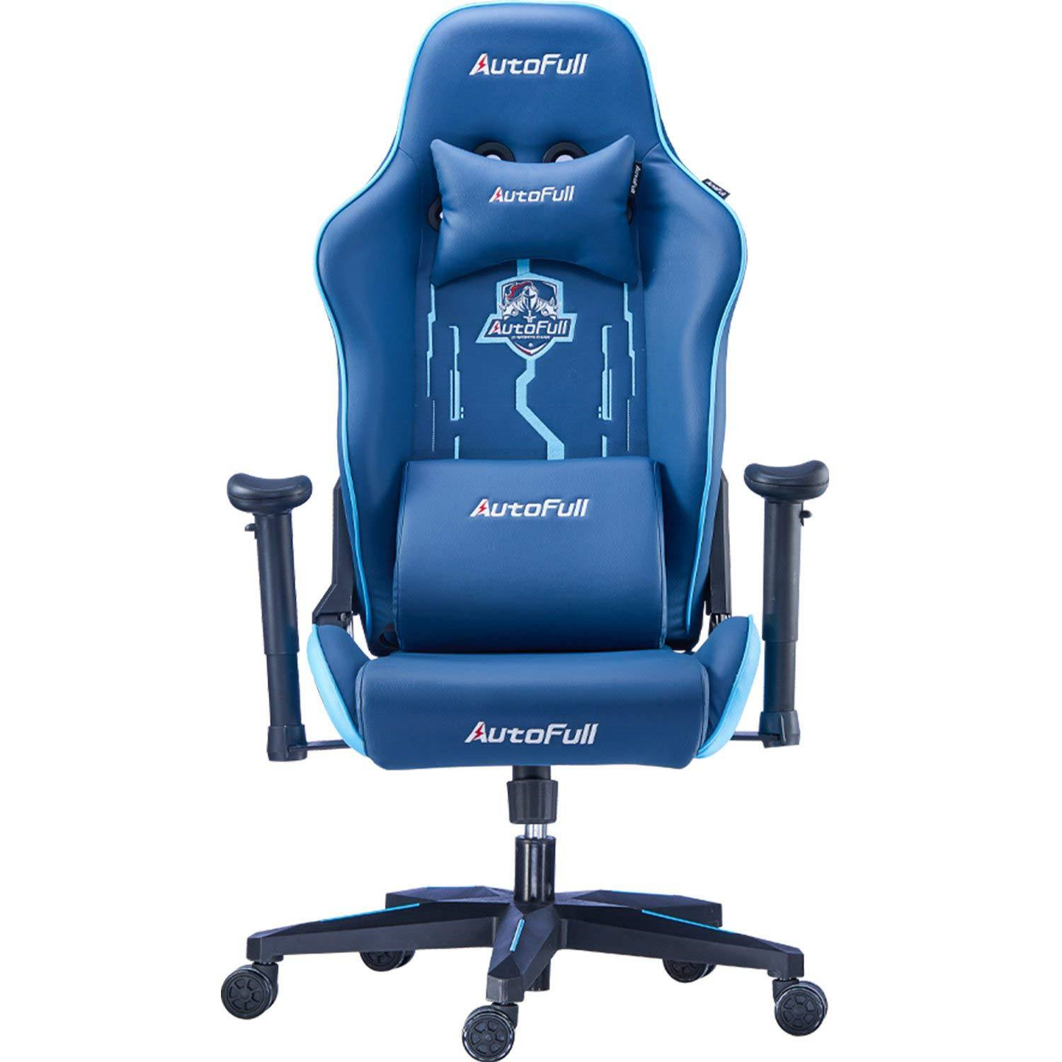 Buy AutoFull Gaming Chair Blue PU Leather Racing Style Computer Chair