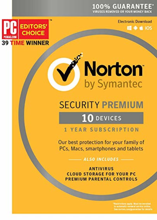 Norton Security Premium 10 PC/25GB Backup 1 Year Key North America